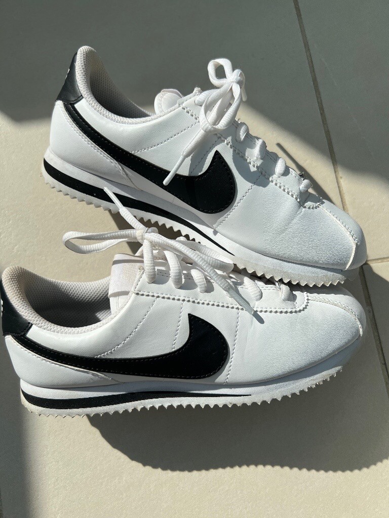 Nike Cortez white/black trainers size 3 